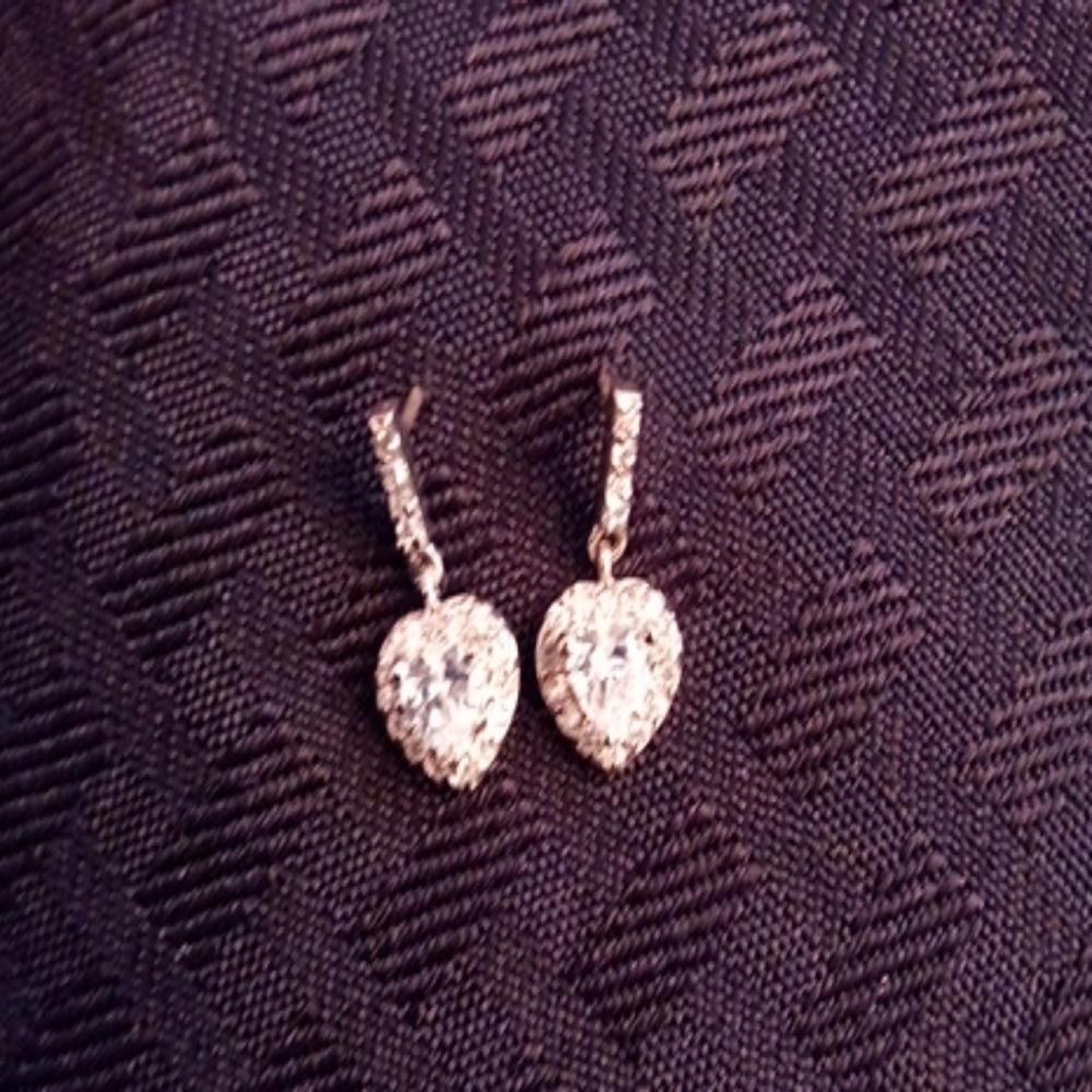 Silver with cubic zirconium 1/2 inch earrings